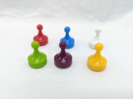 Set Of (6) Plastic Board Game Player Pawns 3/4&quot; White Blue Red Green Yellow Purp - $9.89