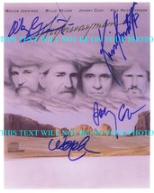Waylon Jennings Johnny Cash Willie Nelson &amp; Kris Kristofferson Signed Autograph - £14.94 GBP