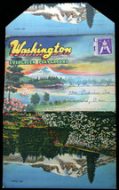 1942 Color Litho Post Card fold-out Washington Evergreen Playground War Stamp - $5.20