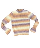 Greylin Anthropologie Orange Purple Flared Sleeve Striped Mock Neck Swea... - $47.03 CAD