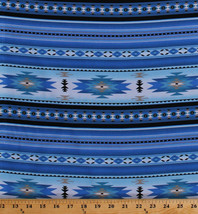 Cotton Southwestern Tucson Aztec Blue Stripes Striped Fabric Print BTY D471.40 - £9.51 GBP