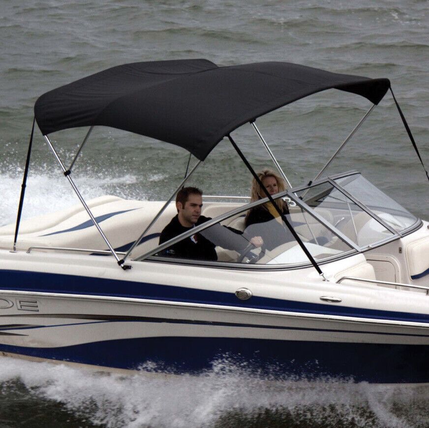 Shademate OV80228OR Black Bimini Top Poly Fabric/Boot,3Bow,6&#39;L,46&quot;/54&quot;H,... - $196.89