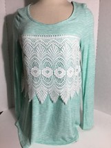 Pastel Green Long Sleeved White Lace Tunic Top, Women’s S, New, Entro - £15.65 GBP