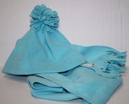 Old Navy Girls L XL Winter Fleece Scarf Hat Cap Turquoise Blue Silver Sp... - €6,86 EUR
