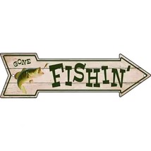 Gone Fishin&#39; Novelty Metal Arrow Sign 17&quot; x 5&quot; NEW! - £9.37 GBP