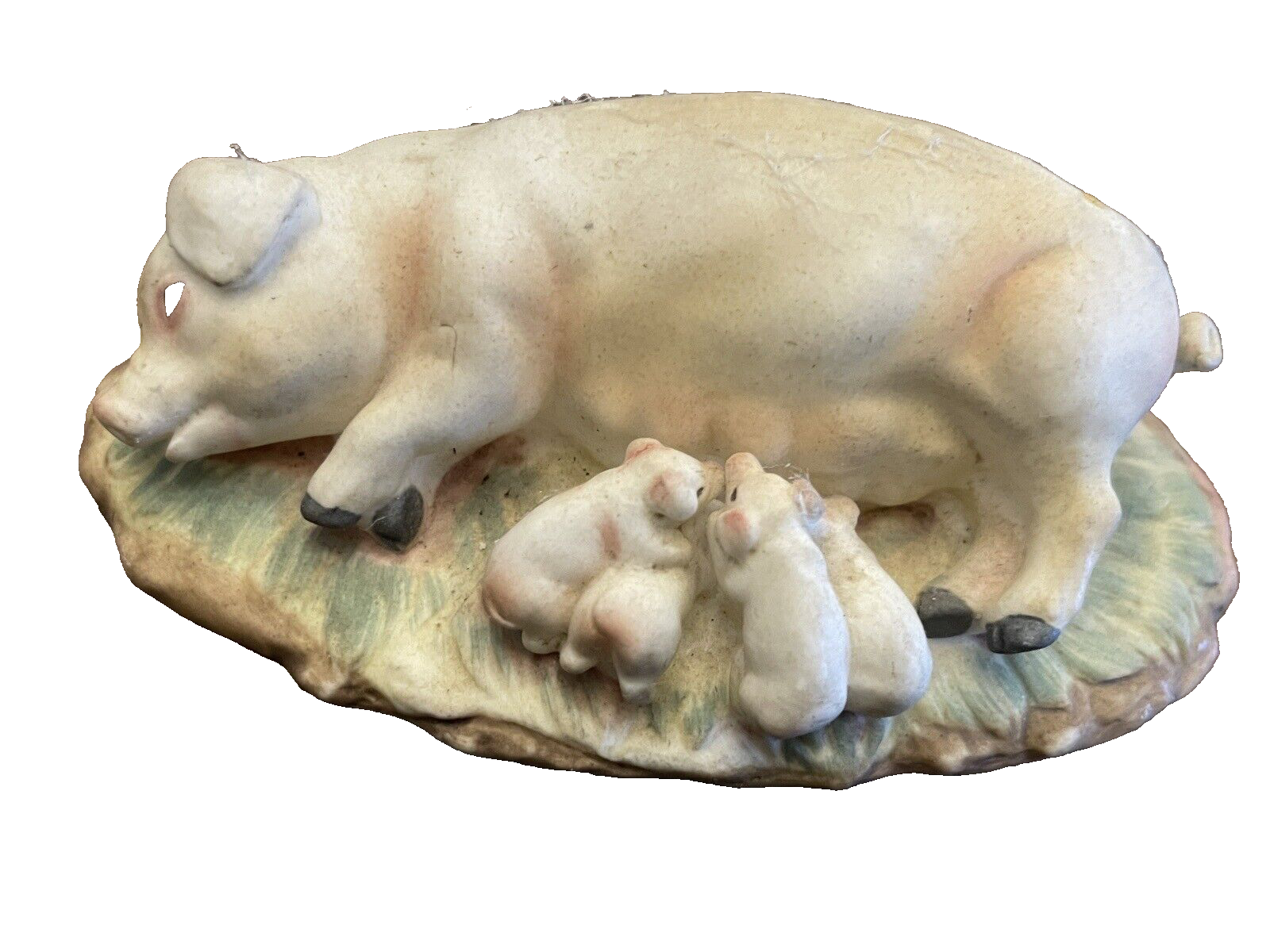 Figurine Pig Feeding Piglets Bone China Maruri Masterpiece Enesco 1978 Vintage - $12.07