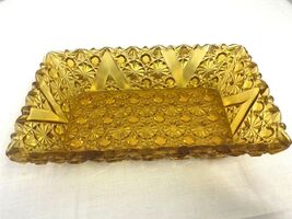 Vintage Amber Cut Glass Rectangular Relish/Pickle/ Celery Dish - $10.44