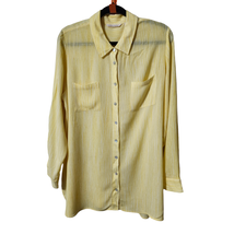 Soft Surroundings Large Yello Seika Shirt Crinkle Long Sleeve Button Bac... - $24.95