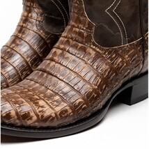 Marco Di Milano Genuine Caiman Belly Skin Cowboy Boot Phoenix Stone Brown image 4