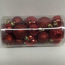 Holiday 20 Red Mini Shatterproof Ball Glitter Shiny Matt Christmas Ornam... - $11.98