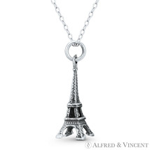 Eiffel Tower Traveler Landmark Charm 3D Pendant in Oxidized .925 Sterling Silver - £19.64 GBP+