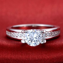 1.55CT Solitaire Engagement Promise RING 14K White Gold Plated LC Moissanite - £73.94 GBP
