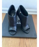 NIB 100% AUTH Chanel G30037 Black Perforated Leather Open Toe Booties Sz... - £543.45 GBP