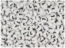 BeadTin White Opaque 7mm Coin Alpha Plastic Beads - Black Number 7 (100pcs) - $2.09