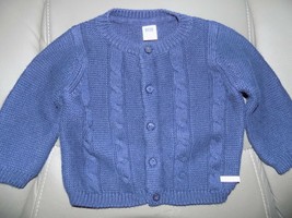 Janie and Jack Signature Layette Navy Cable Knit Cardigan Sweater Size 3... - £16.15 GBP