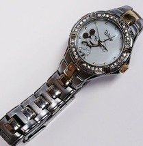 Disney Brand Mickey Mouse Children&#39;s Jeweled Crystal 2 Tone Watch VERY NICE - $26.52