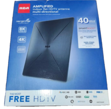 INDOOR HDTV FLAT ANTENNA 4K/8K 1080P 40-MILE BLACK - RCA ANT1360E AMPLIFIED - $22.76