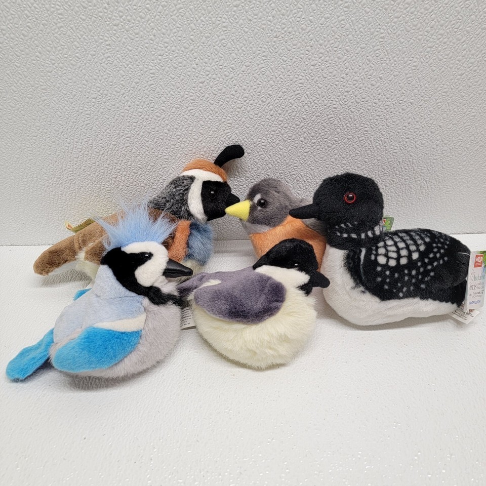 Lot of 5 Audubon Wild Republic Plush Stuffed Birds - Blue Jay, Chickadee... - $48.92