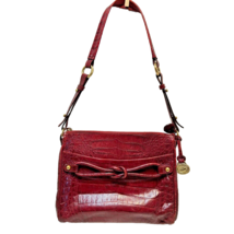 Brahmin Red Leather Croc Womens Handbag Purse Multipockets 10 x 8 x 2.25&quot; - £63.71 GBP