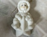 3&quot; Department 56 Snowbabies Sitting On A Star Bisque Ornament 1993 Vintage - $14.95