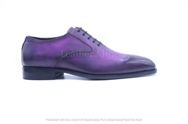  Handmade Purple Patina Oxfords Dress Shoes, Genuine Leather Formal Shoes - £136.68 GBP