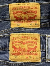 Lot Of 2 Levi’s 505 Straight Fit Denim Jeans 36x29 &amp; 36x30 Blue Differen... - $34.65