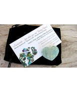 Amazonite Reiki Healing Crystal Heart 35mm with Pouch Family Harmony Pea... - $8.87
