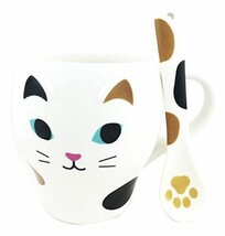 Feline White Kitty Cat Ceramic Mug Coffee Cup With Spoon Home &amp; Kitchen ... - £30.10 GBP