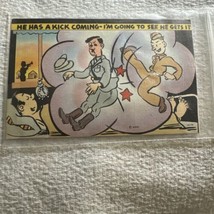 WWII Patriotic Humor Hitler Kicked By Soldier c1943 Unaddressed Postcard 1c - $23.60