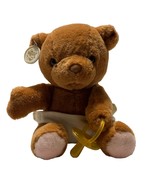 Russ Bibi Baby Teddy Bear With Pacifier Diaper Brown Animal Plush Stuffe... - £23.66 GBP