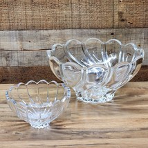 Vintage Mikasa Scalloped Peppermint Swirl Candy Nut Bowl - MATCHED SET 10&quot; &amp; 5½” - £34.20 GBP