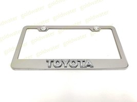 3D Toyota Badge Emblem Stainless Steel Chrome Metal License Plate Frame Holder - $23.13