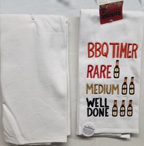 Set of 2 Same Jumbo Embellished Cotton Towels (16&quot;x26&quot;) BBQ TIMER, KDD - £11.89 GBP
