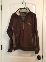 Billabong Men&#39;s Brown Tan Printed Full Zip Hoodie Jacket Size Large - $52.57