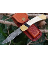 Folding Knife, Turquoise Stone And Brass Handle, Beautiful Knife With Sh... - $925.91 MXN
