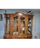 Old World China Cabinet Hutch With Buffet And Vitrine - $500.00