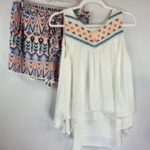 Takara Womens White Aztec Print Tank Top Blouse Size Large With Shorts Combo - £16.26 GBP