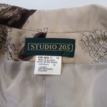 Studio 205 Women's Beige/Brown Front Button Floral Blazer Jacket Size 12 image 3