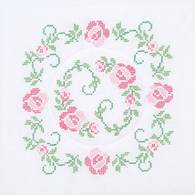 Jack Dempsey Stamped White Quilt Blocks 18&quot;X18&quot; 6/Pkg-XX Circle Of Roses - £15.19 GBP