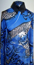 Royal Blue Black Beige Butterfly Animal Print Lycra Stretch Fabric 1 Yd 18 In - £31.32 GBP