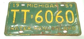 1959 ORIGINAL AUTHENTIC STATE MICHIGAN LICENSE PLATE TT-6060 WATER WONDE... - £20.39 GBP