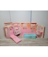2002 Vintage Barbie Bed Bath Playset House Fold Up Pink Purple Kids Pretend - $54.69 CAD