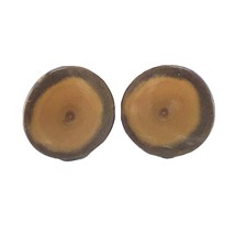 Vintage Brass and Woodcut Cufflinks Cross Section VGC  - $7.87