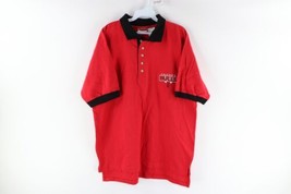 Vintage 90s Mens Medium Faded Chicago Bulls Basketball Spell Out Polo Shirt Red - £38.72 GBP