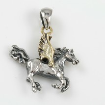 Pegasus Mythological Winged Horse Two Tone Bronze &amp; Sterling Silver Char... - €55,38 EUR