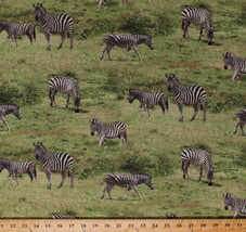 Zebras Animals Wildlife African Safari Savanna Cotton Fabric Print BTY D482.25 - £9.75 GBP