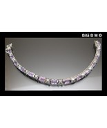 Vintage AMETHYST TENNIS BRACELET in Sterling Silver - £75.93 GBP