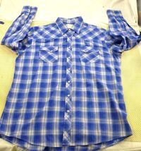 Wrangler Mens Blue Plaid Long Sleeve Western Shirt Pearl Snaps Size XLT ... - $16.96