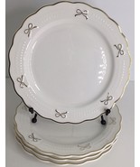 4 Salad Plates Yedi GOLD BOW Ceramic 8in Holiday Glam White New - $59.35