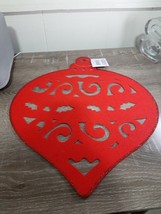 2 Christmas House Red Christmas Ornament decoration, placemat Felt w/ Gl... - $15.89